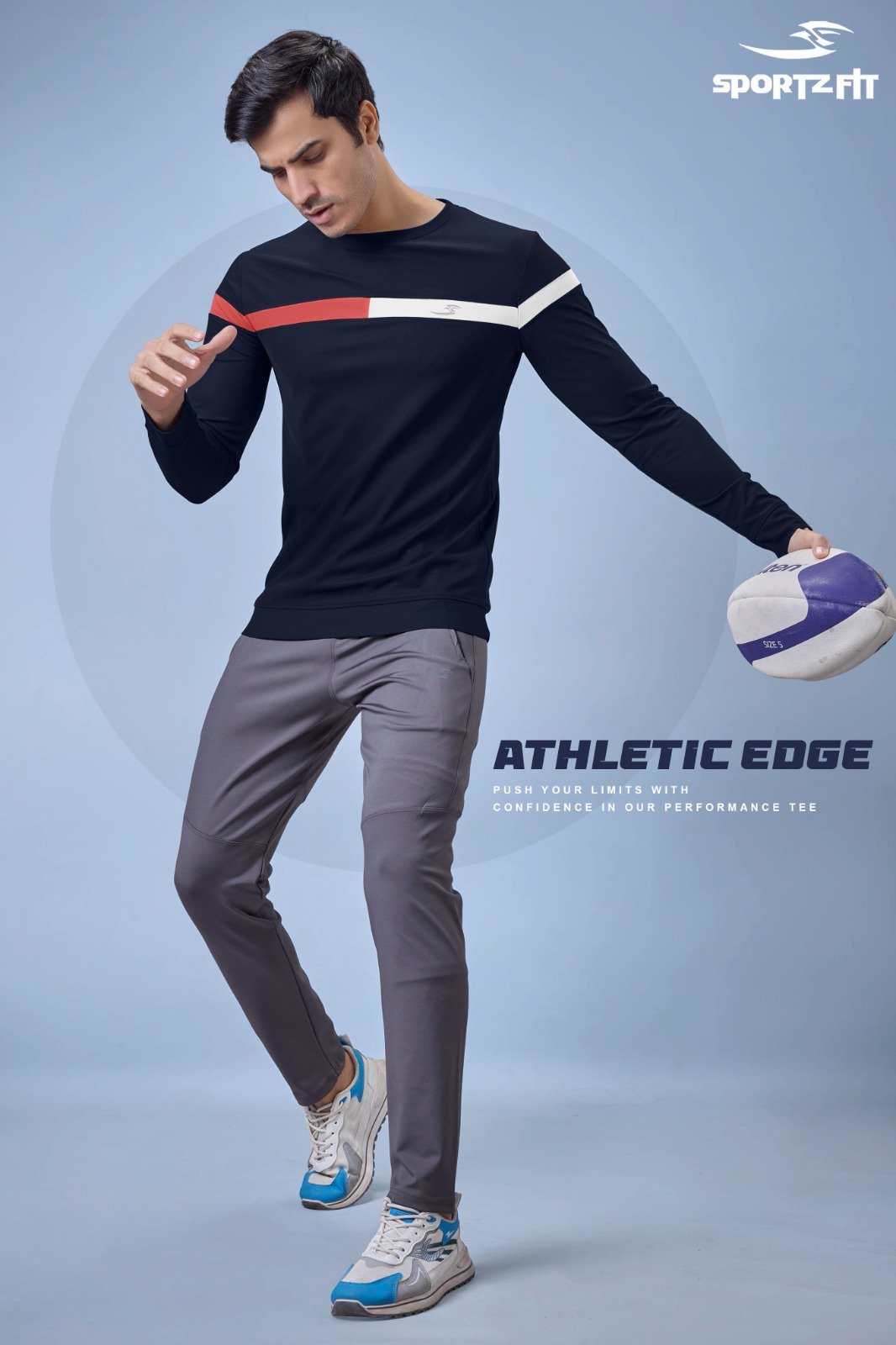 Men Round Neck Full Sleeve T-Shirt - Navy Blue | L | SBT69